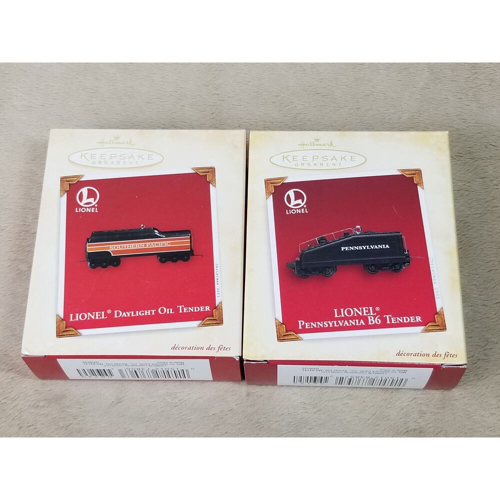 Christmas Tree Ornament Lionel Train Die Cast Metal 2003 2005 Hallmark x2 Vtg - Picture 6 of 10